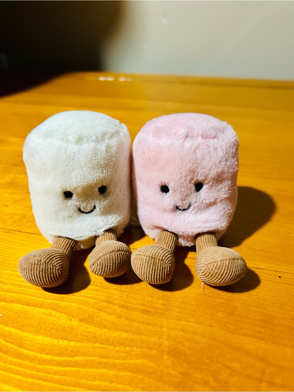 Jellycat white and pink marshmallow pair plush toys
